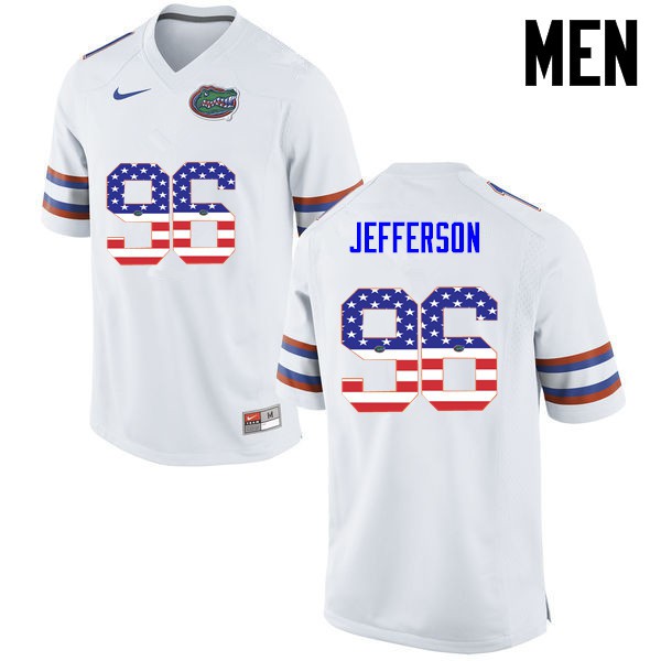 Florida Gators Men #96 Cece Jefferson College Football USA Flag Fashion White